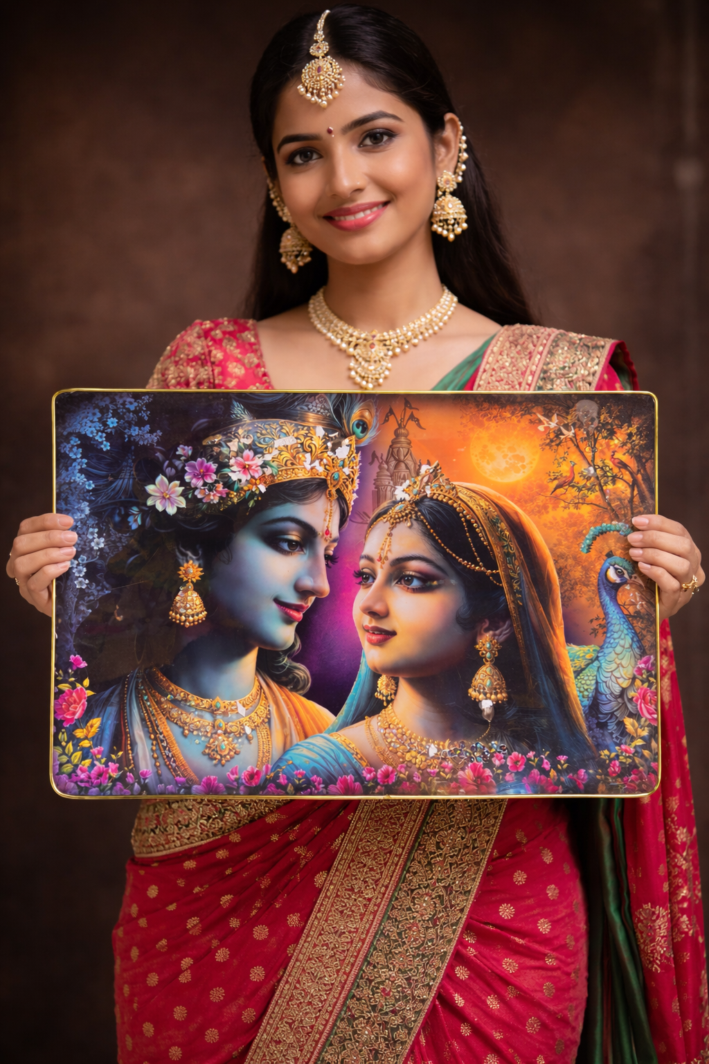 Premium Radha Krishna Crystal Painting