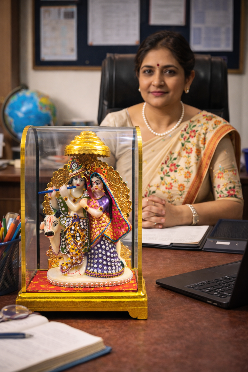 Radha Krishna Idol with Premium Transparent Case