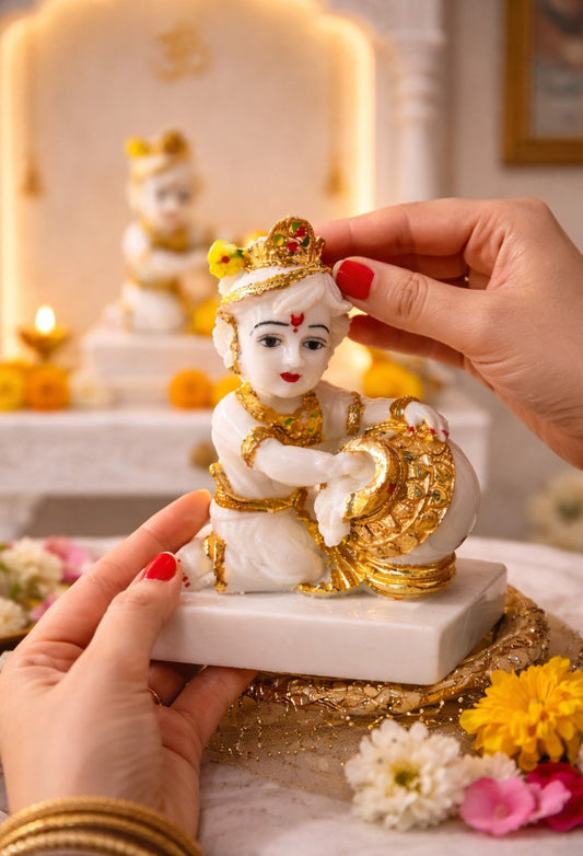 Premium Marble Makhan Chor Laddu Gopal Murti