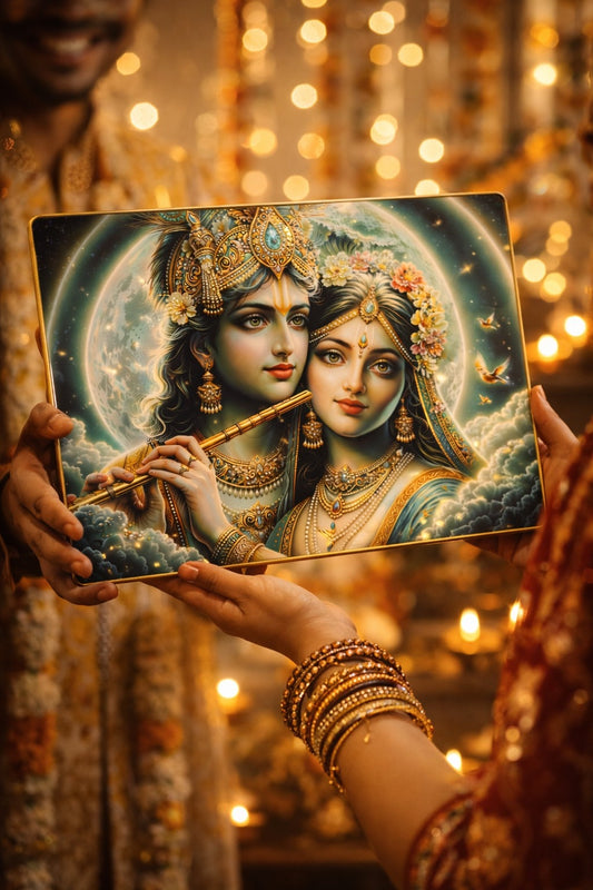 Premium Radha Krishna Moonlight Crystal Painting