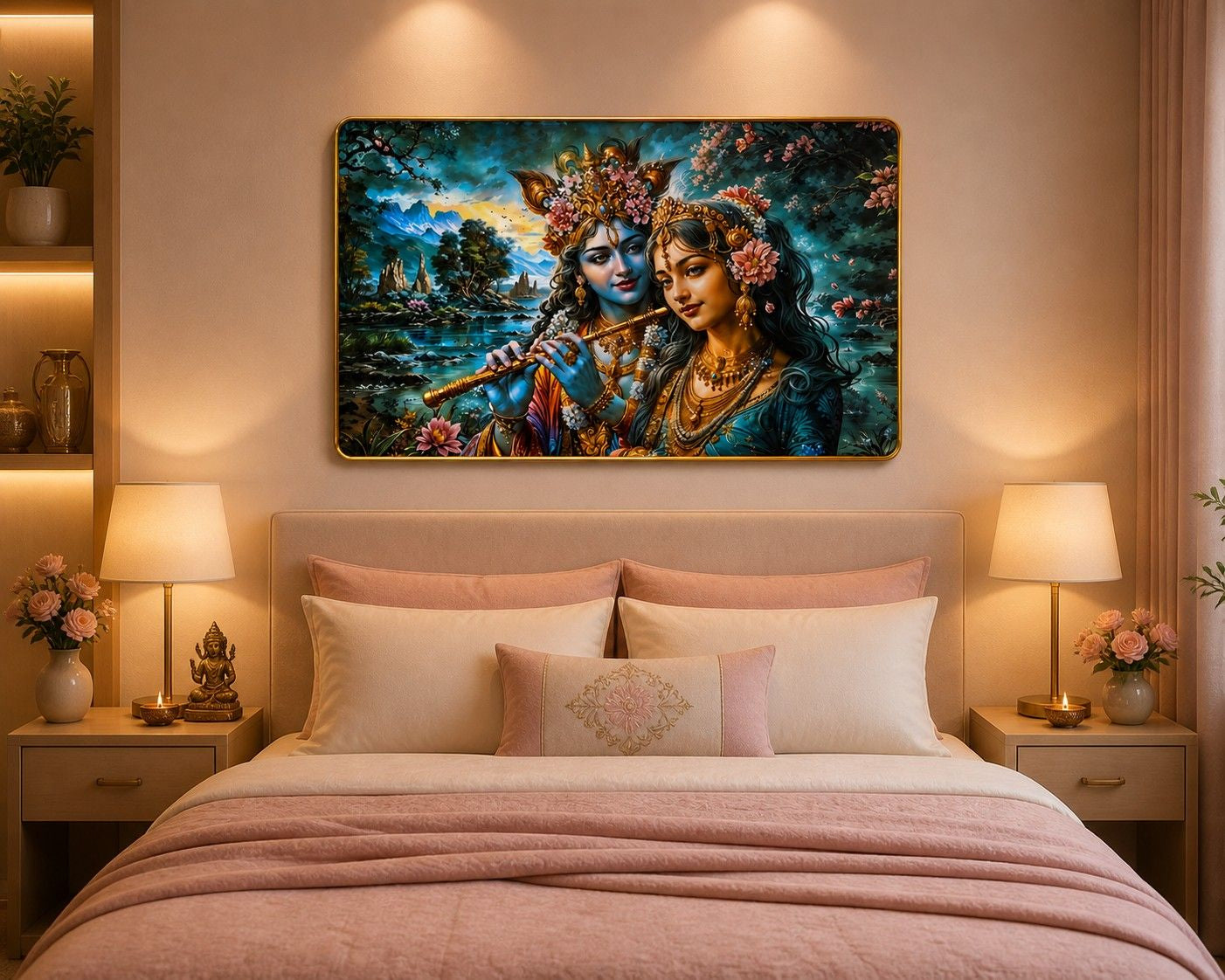 Radha Krishna Flute Harmony Crystal Painting