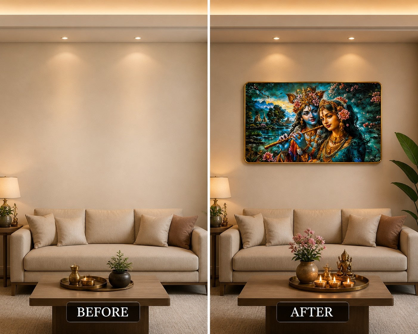 Radha Krishna Flute Harmony Crystal Painting
