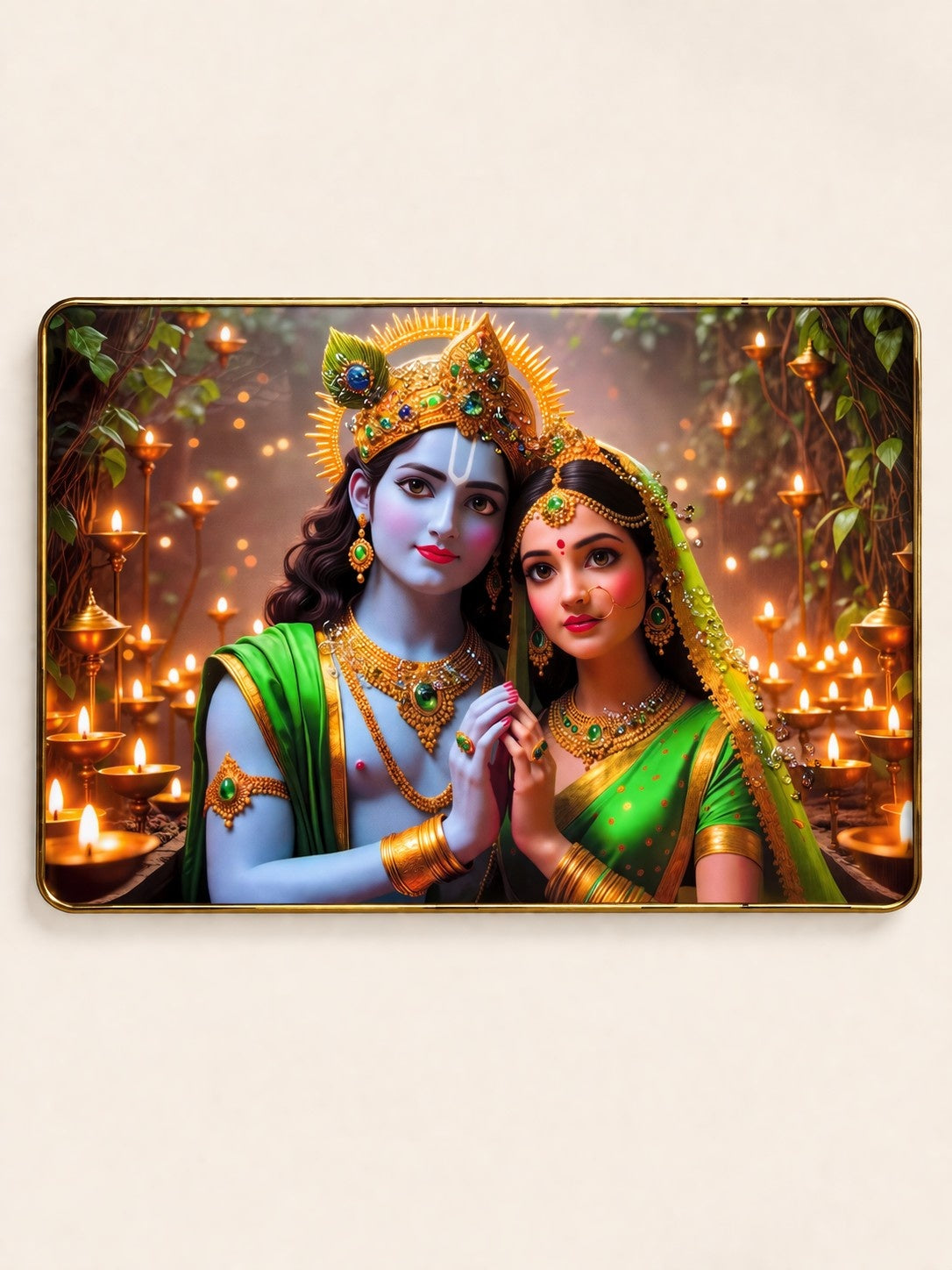 Radha Krishna Divine Harmony Crystal Painting