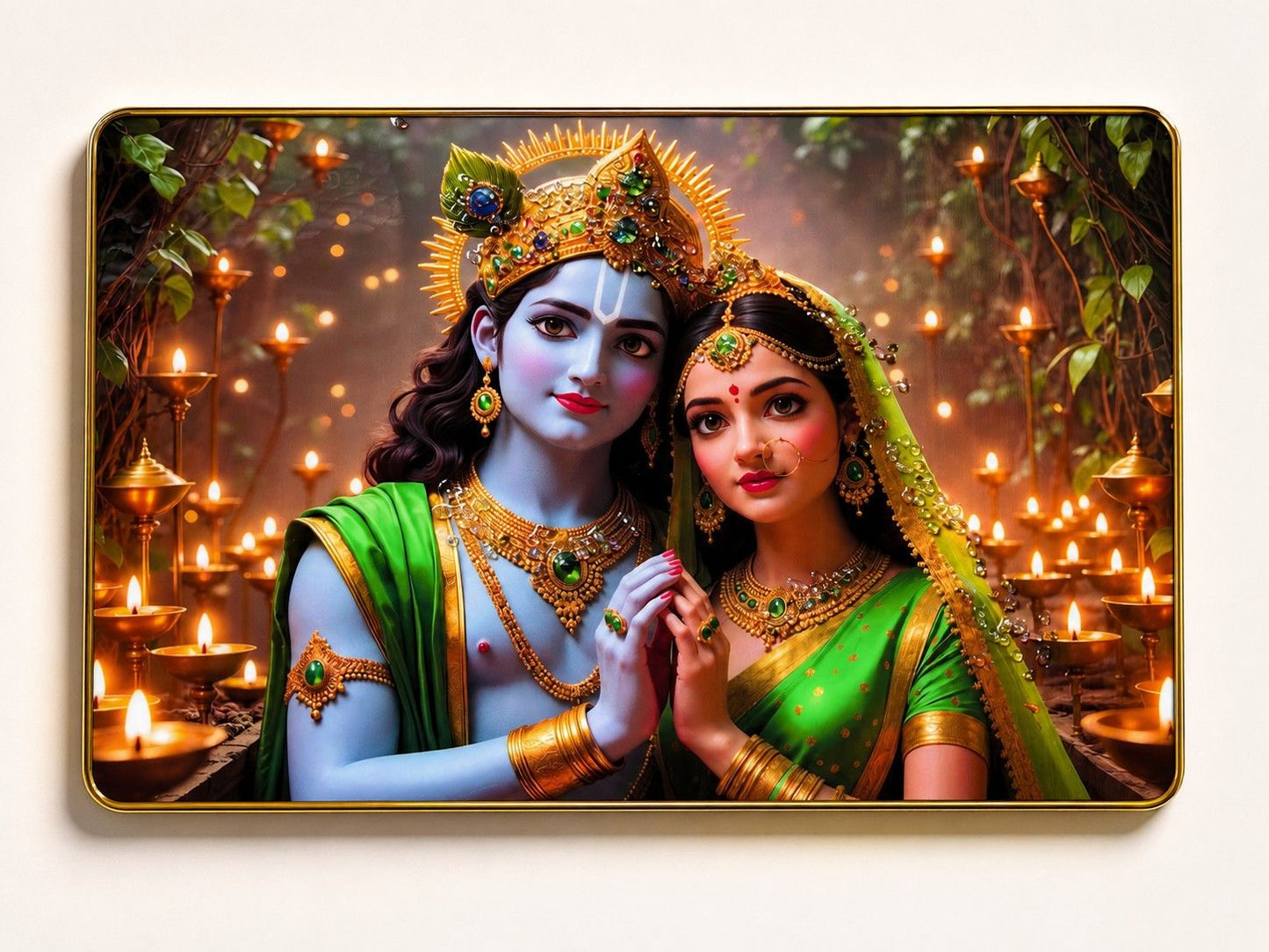 Radha Krishna Divine Harmony Crystal Painting