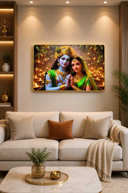 Radha Krishna Divine Harmony Crystal Painting