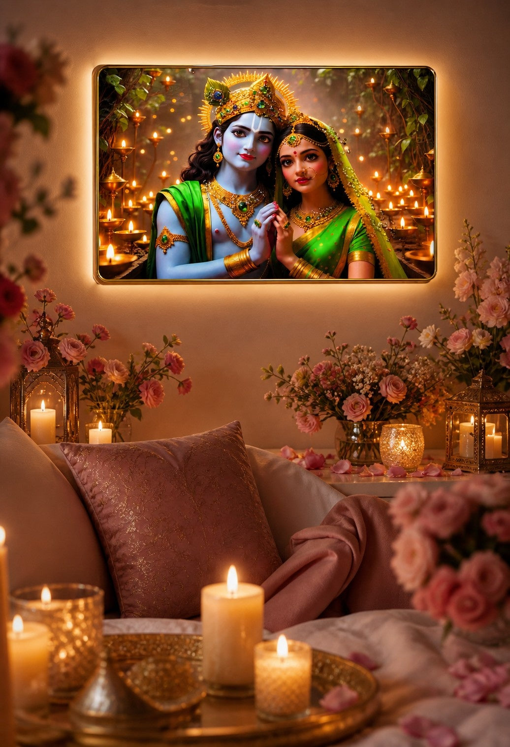 Radha Krishna Divine Harmony Crystal Painting
