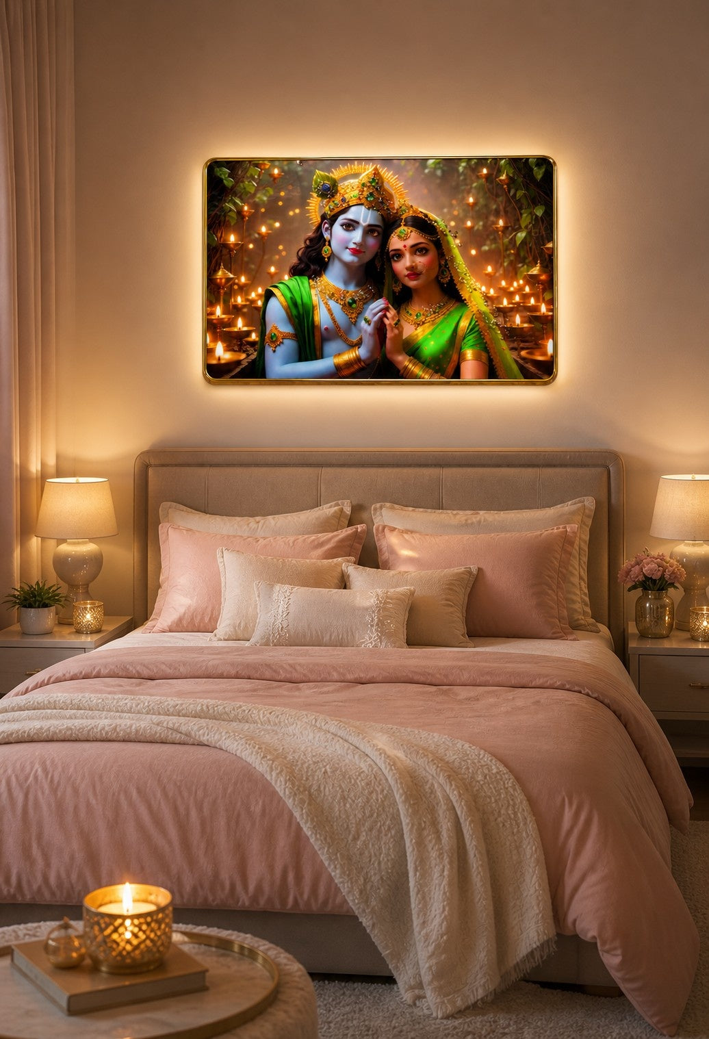 Radha Krishna Divine Harmony Crystal Painting