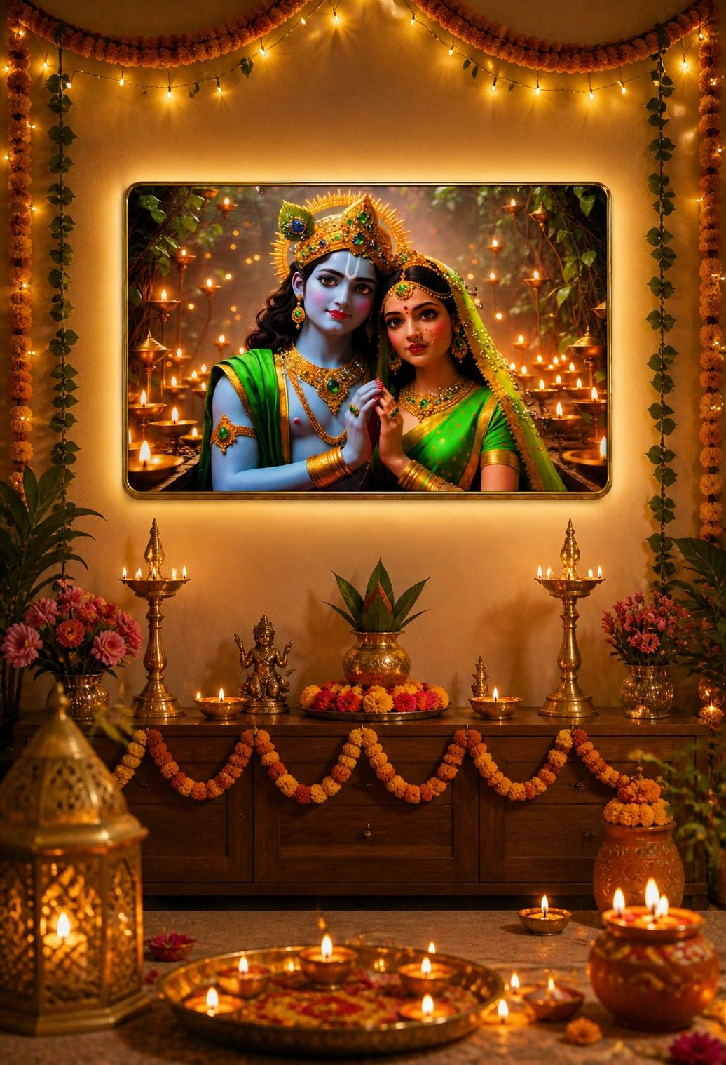 Radha Krishna Divine Harmony Crystal Painting