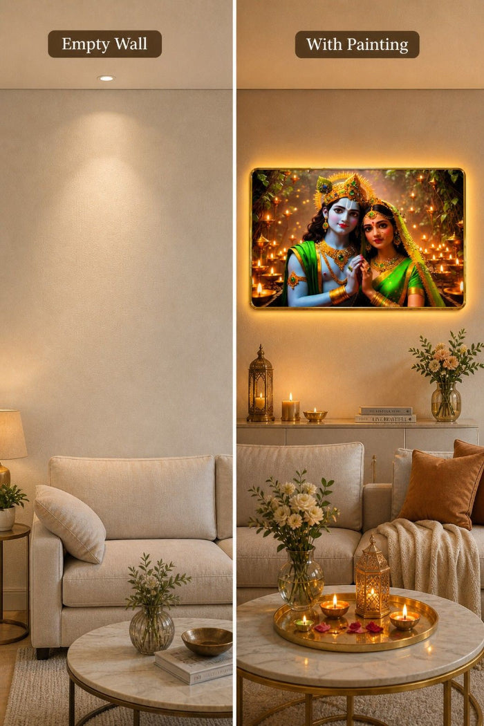 Radha Krishna Divine Harmony Crystal Painting