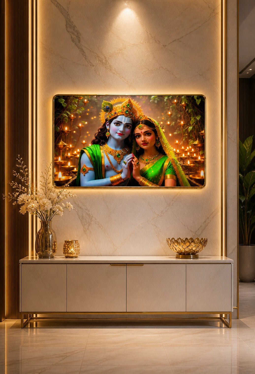 Radha Krishna Divine Harmony Crystal Painting