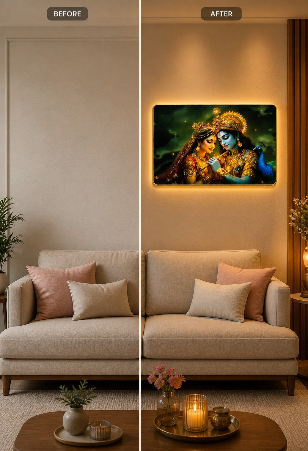 Radha Krishna Divine Bliss Crystal Painting