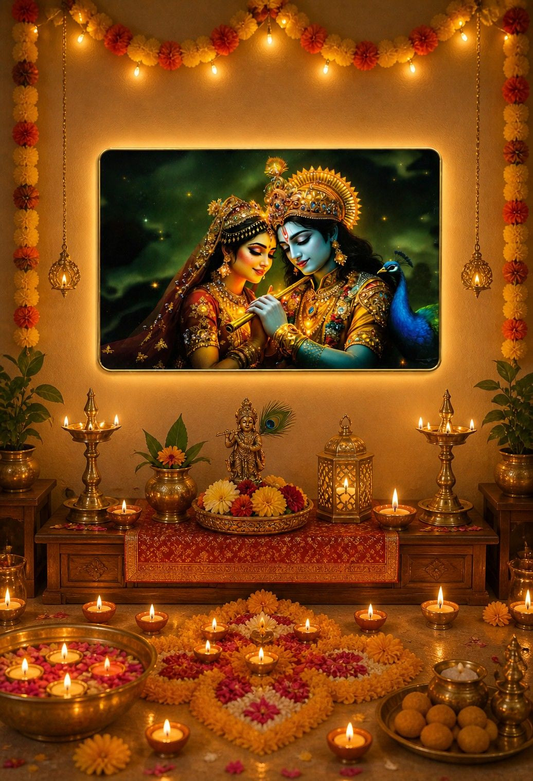 Radha Krishna Divine Bliss Crystal Painting