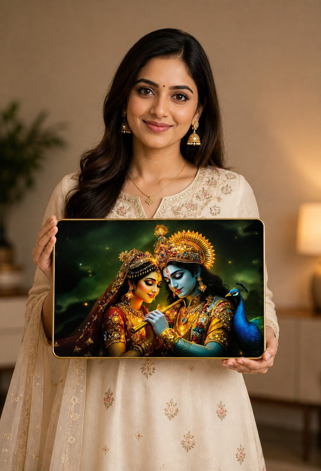 Radha Krishna Divine Bliss Crystal Painting
