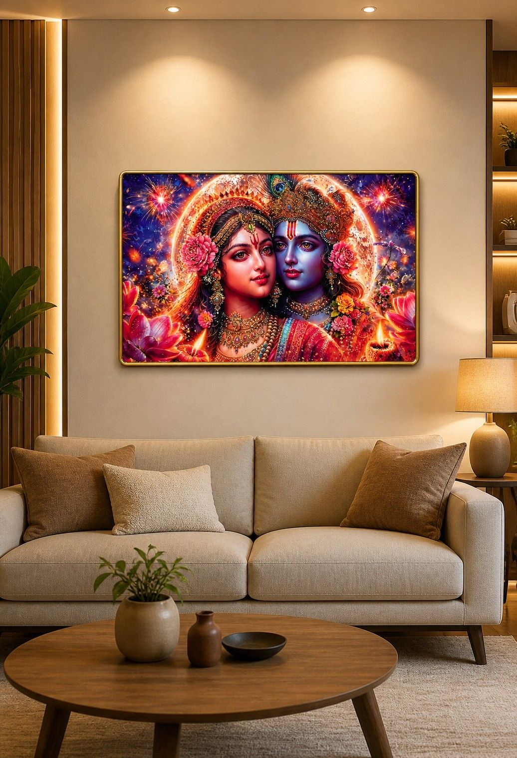 Divine Love Radha Krishna Crystal Painting