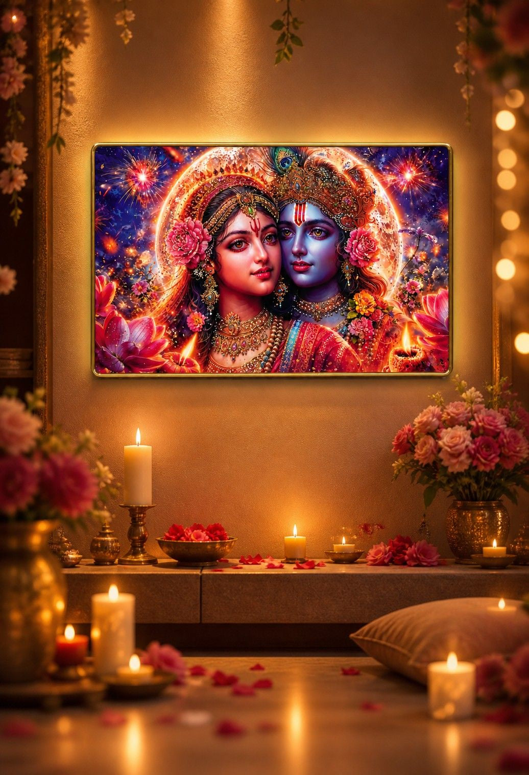 Divine Love Radha Krishna Crystal Painting