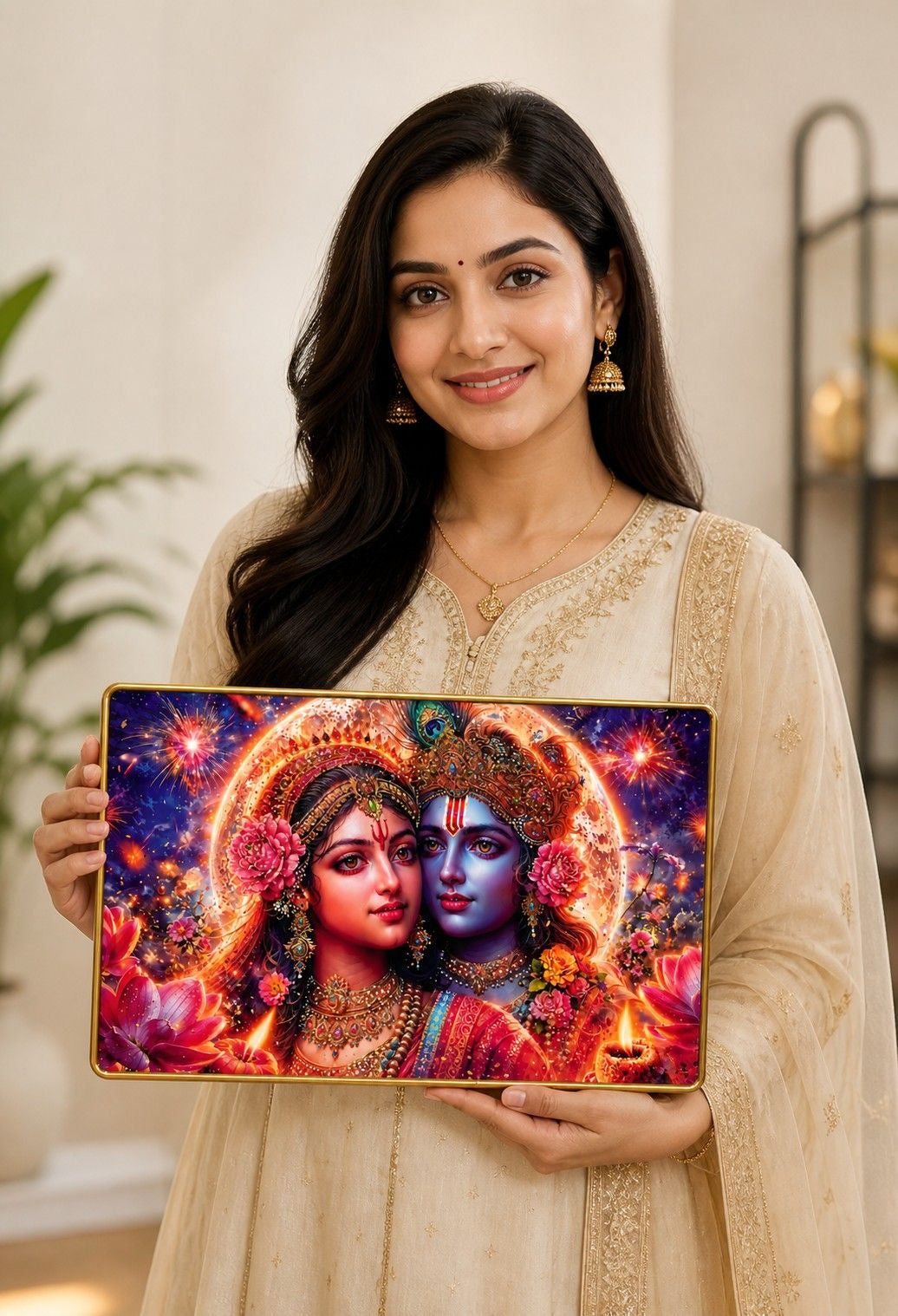 Divine Love Radha Krishna Crystal Painting