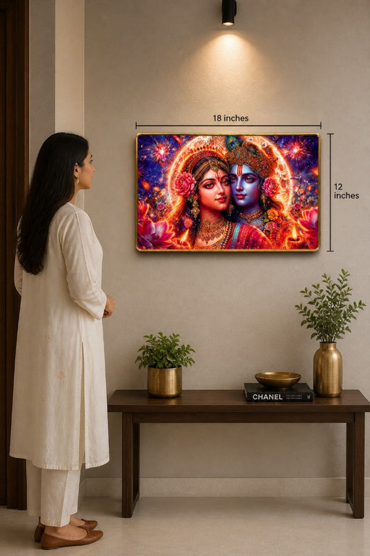 Divine Love Radha Krishna Crystal Painting