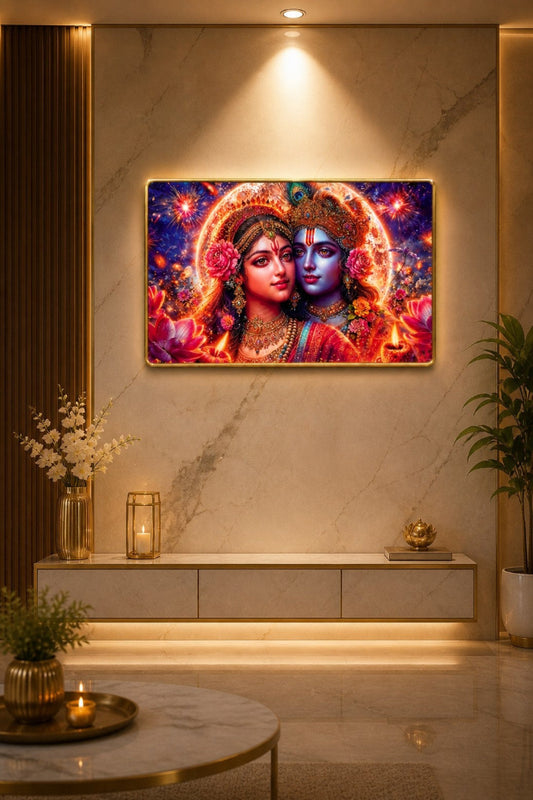 Divine Love Radha Krishna Crystal Painting
