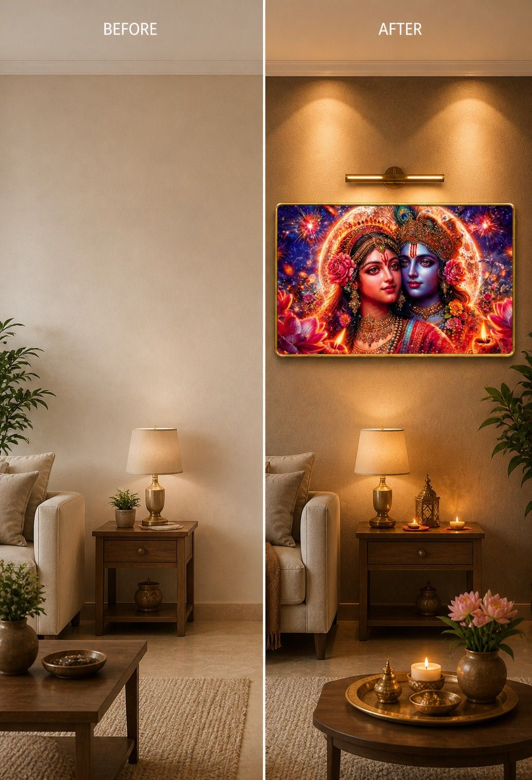 Divine Love Radha Krishna Crystal Painting