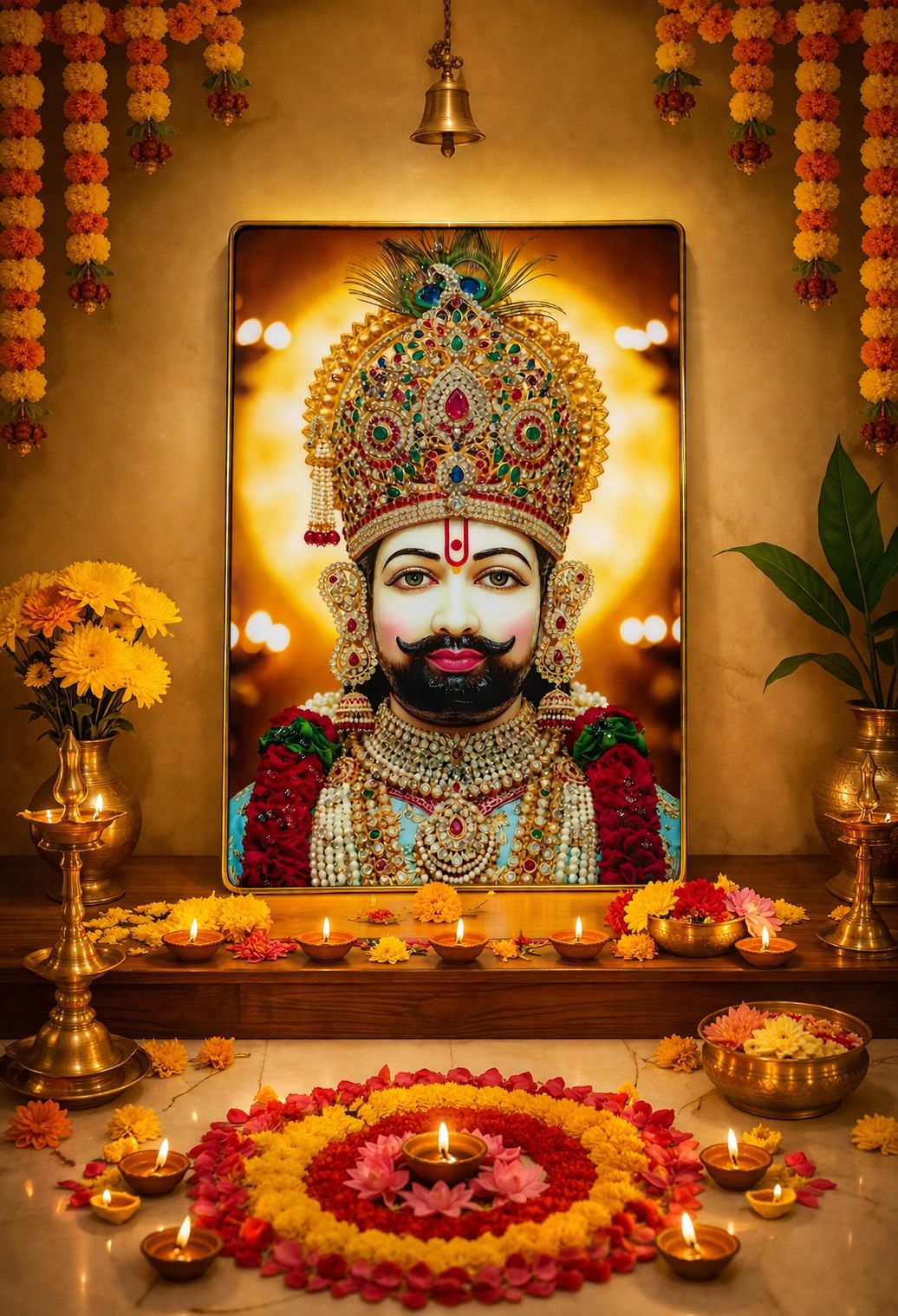 Divine Khatu Shyam Ji Crystal Painting