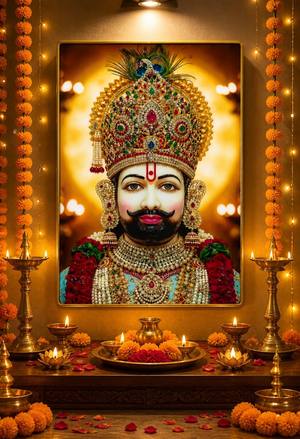 Divine Khatu Shyam Ji Crystal Painting