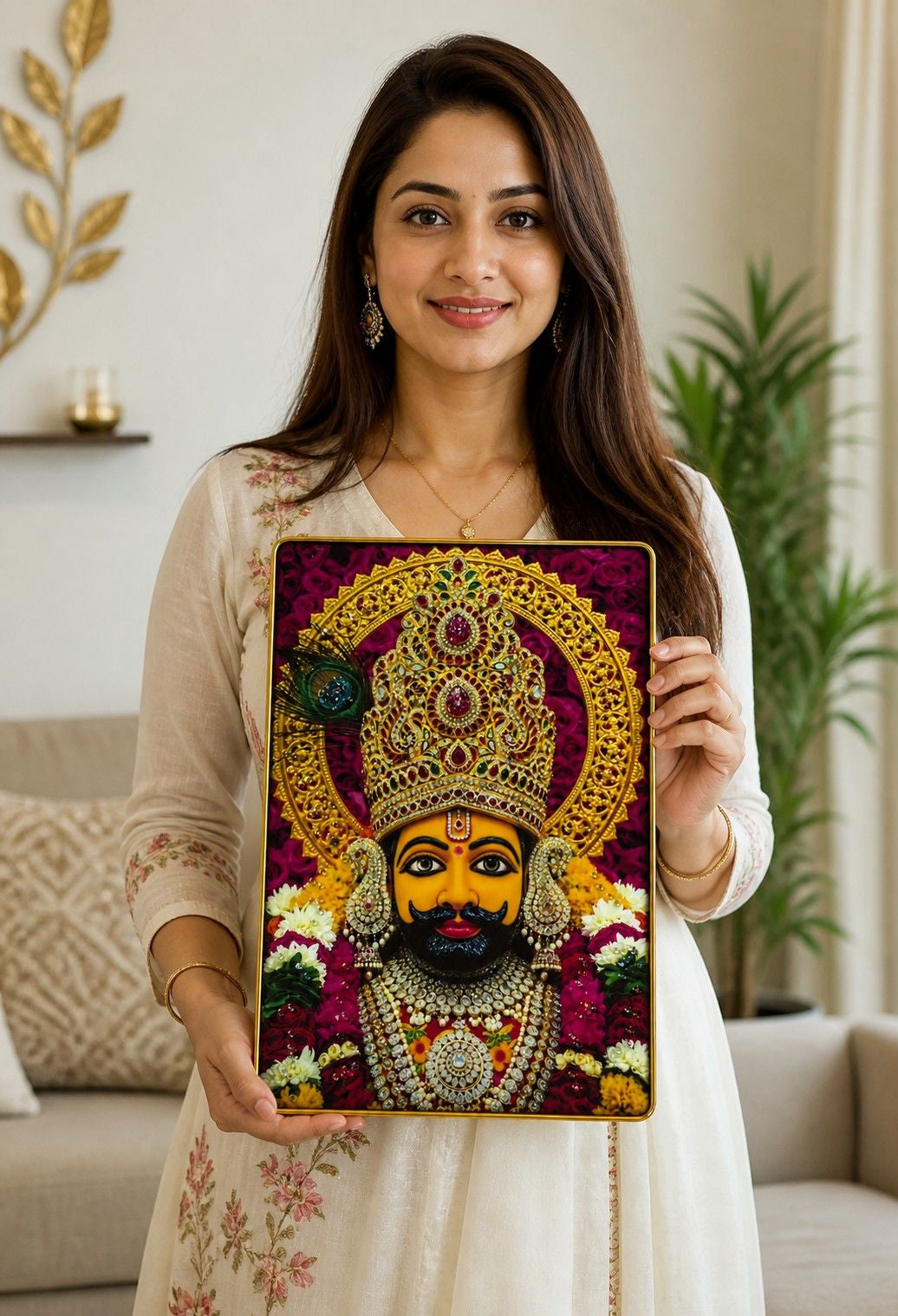Premium Khatu Shyam Ji Crystal Painting