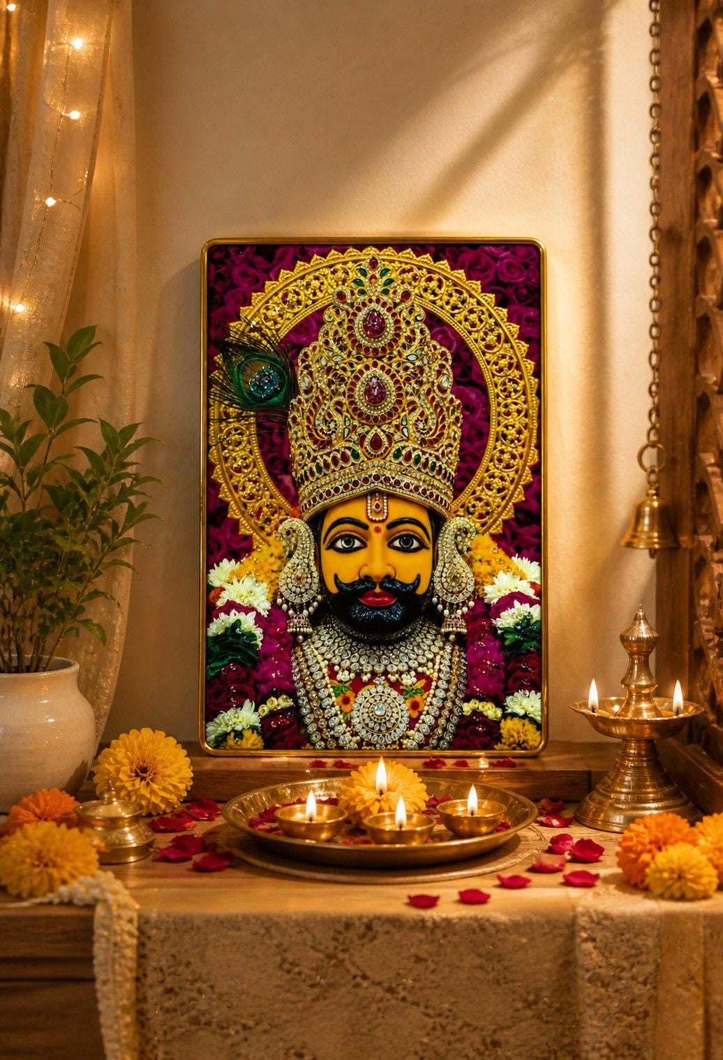 Premium Khatu Shyam Ji Crystal Painting
