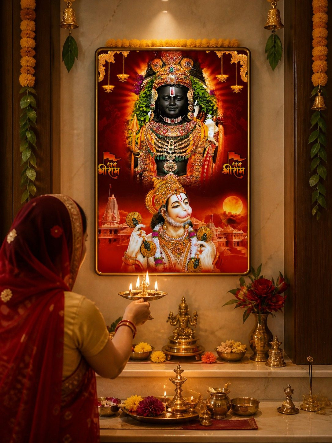 Divine Ram Lala & Hanuman Ji Crystal Painting