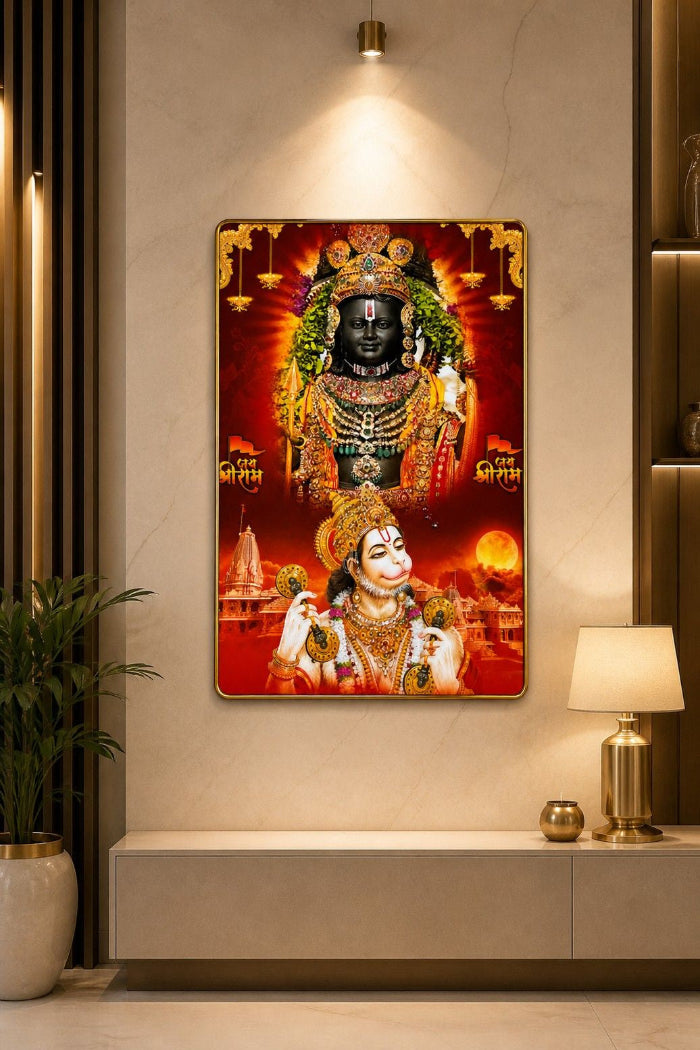 Divine Ram Lala & Hanuman Ji Crystal Painting