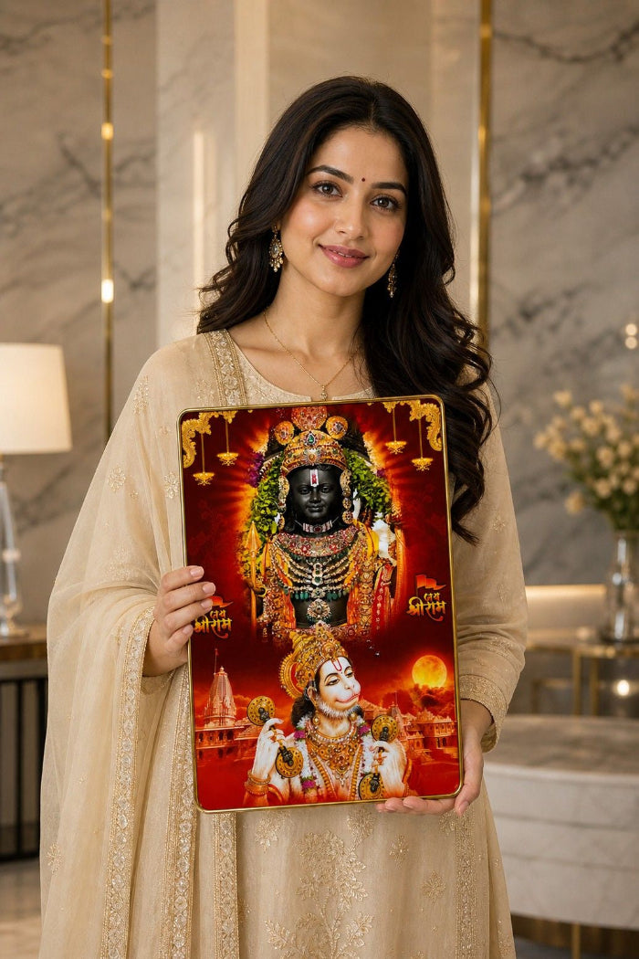Divine Ram Lala & Hanuman Ji Crystal Painting