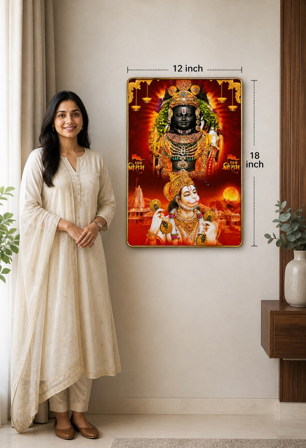 Divine Ram Lala & Hanuman Ji Crystal Painting