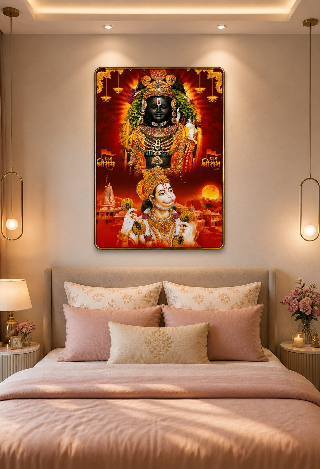 Divine Ram Lala & Hanuman Ji Crystal Painting