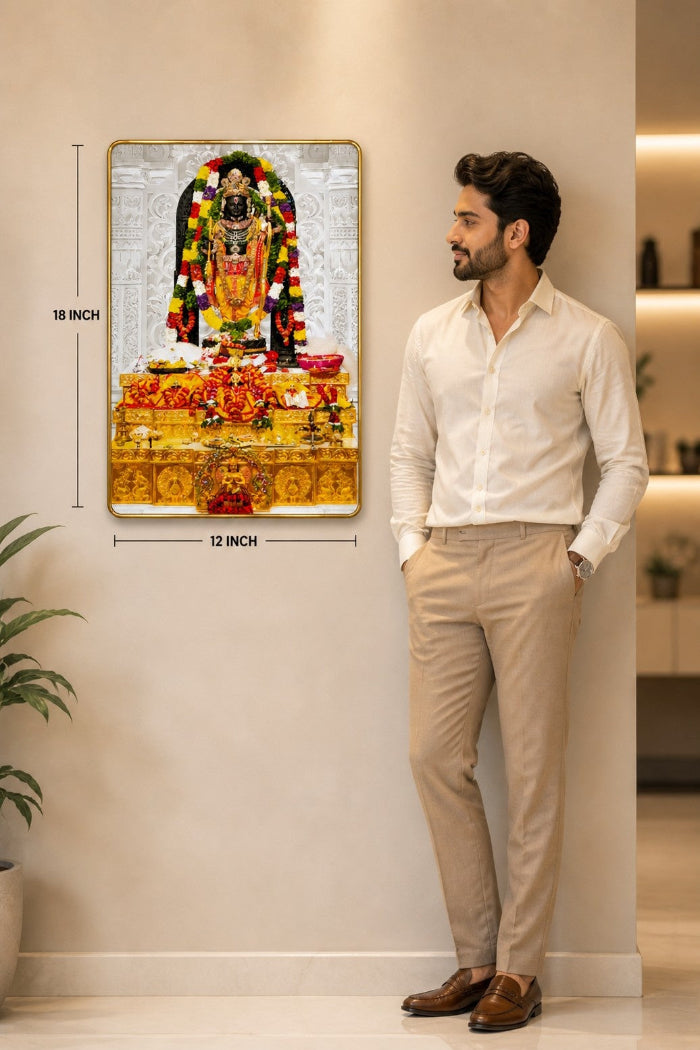 Divine Ram Lala Temple Crystal Painting