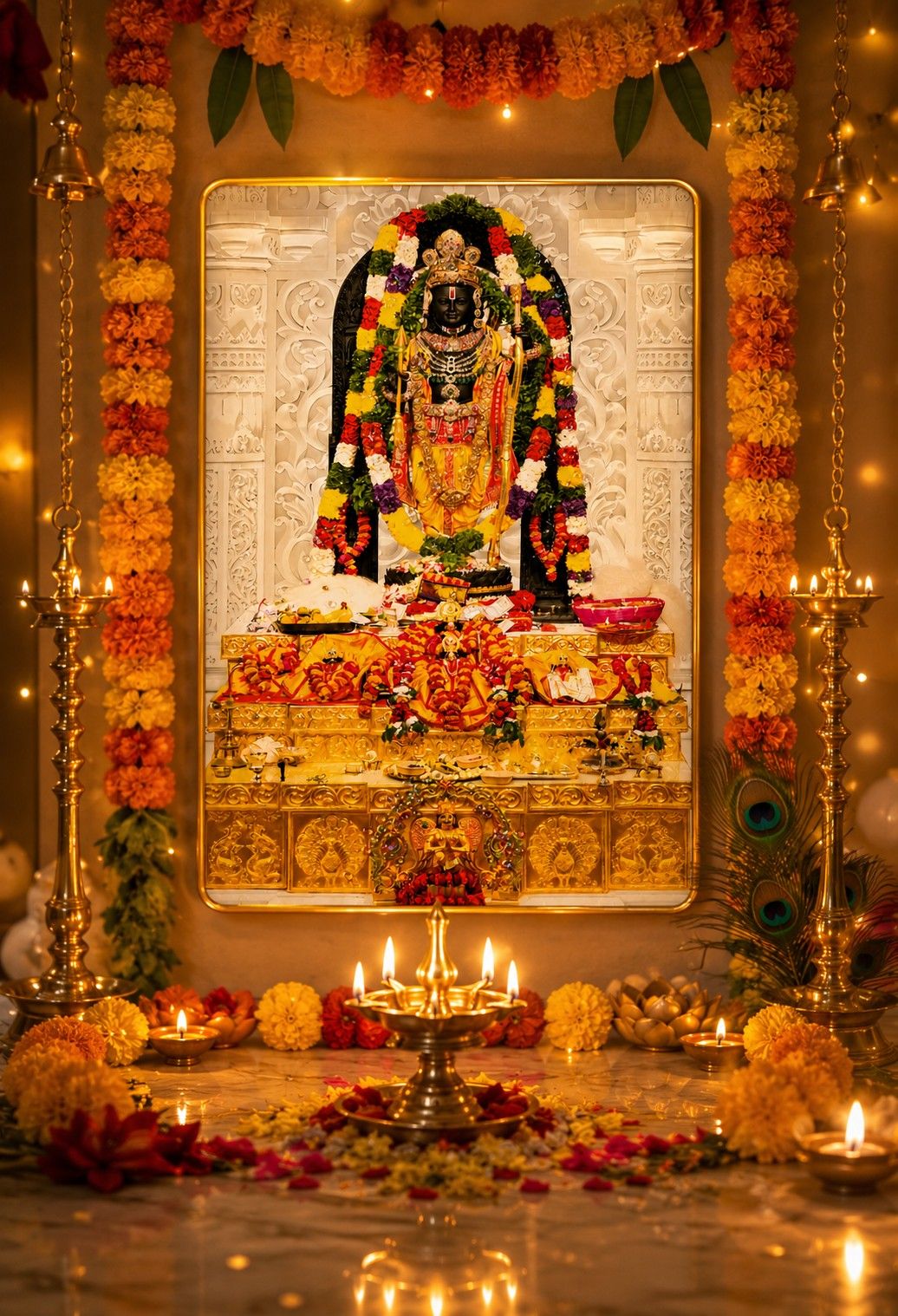 Divine Ram Lala Temple Crystal Painting