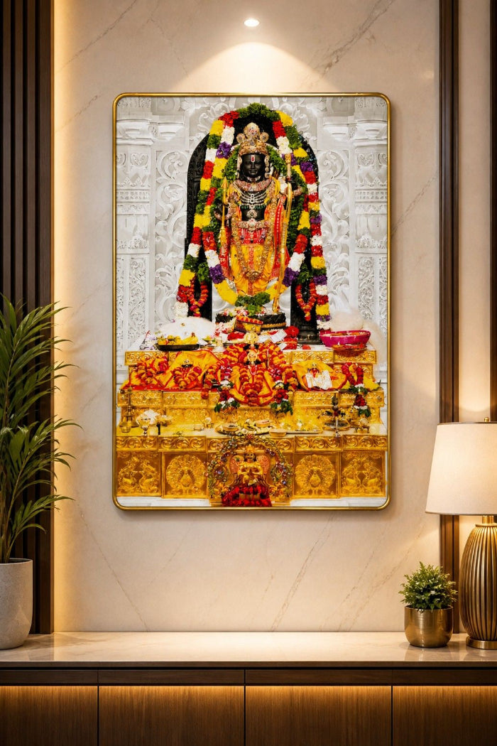 Divine Ram Lala Temple Crystal Painting