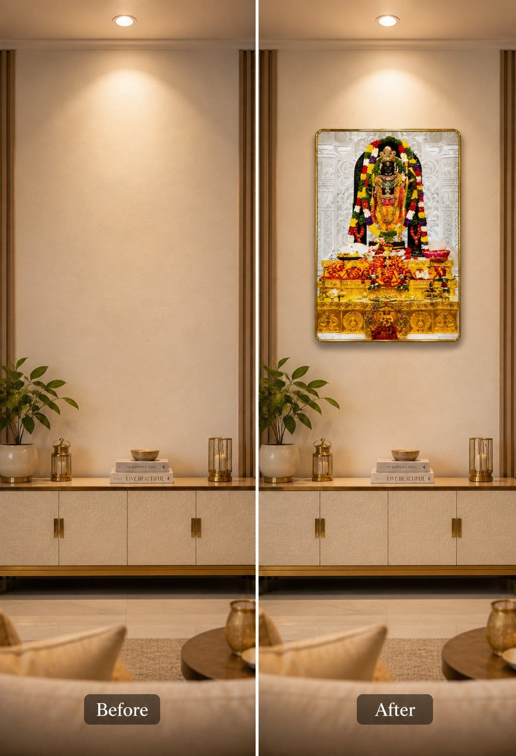 Divine Ram Lala Temple Crystal Painting