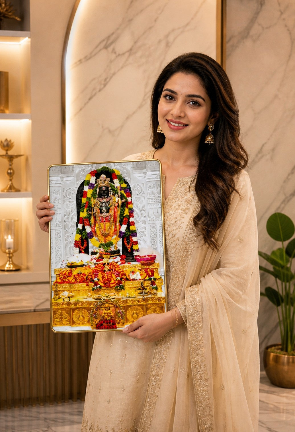 Divine Ram Lala Temple Crystal Painting