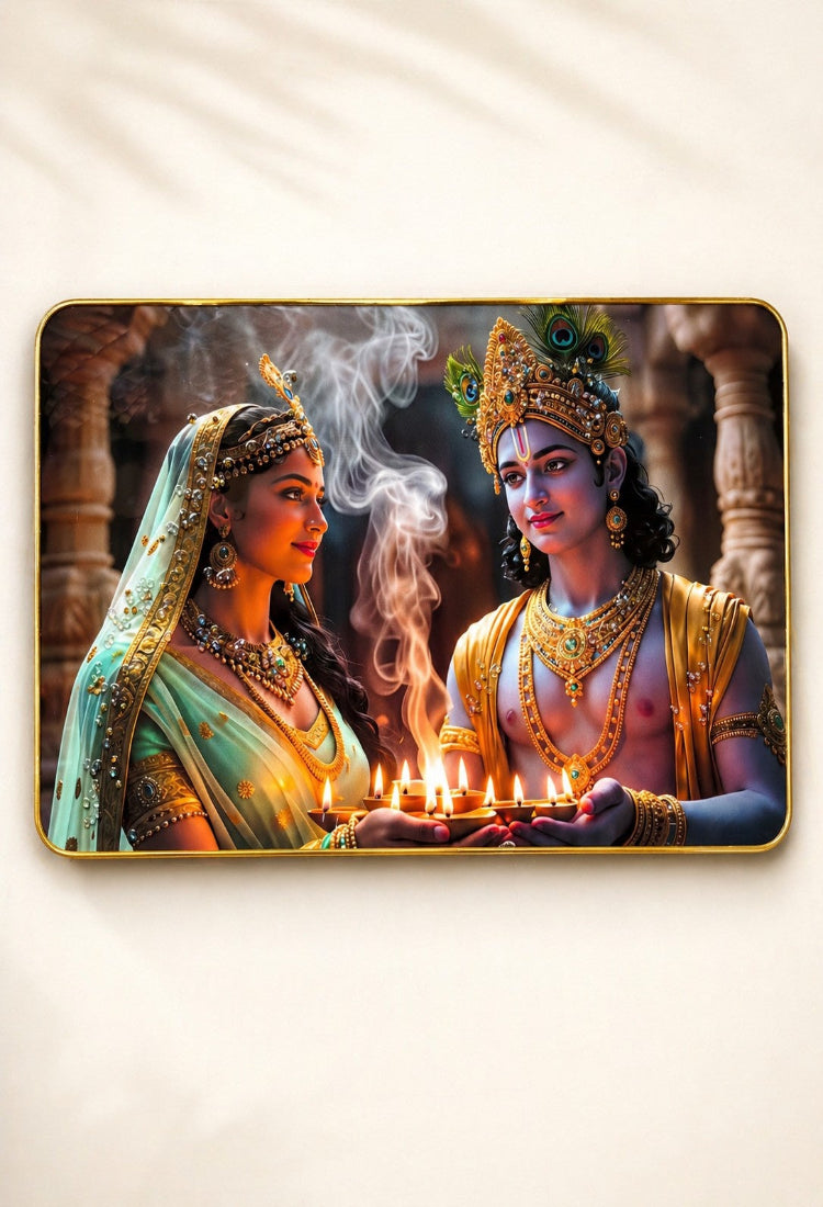 Radha Krishna Crystal glossy finish Painting