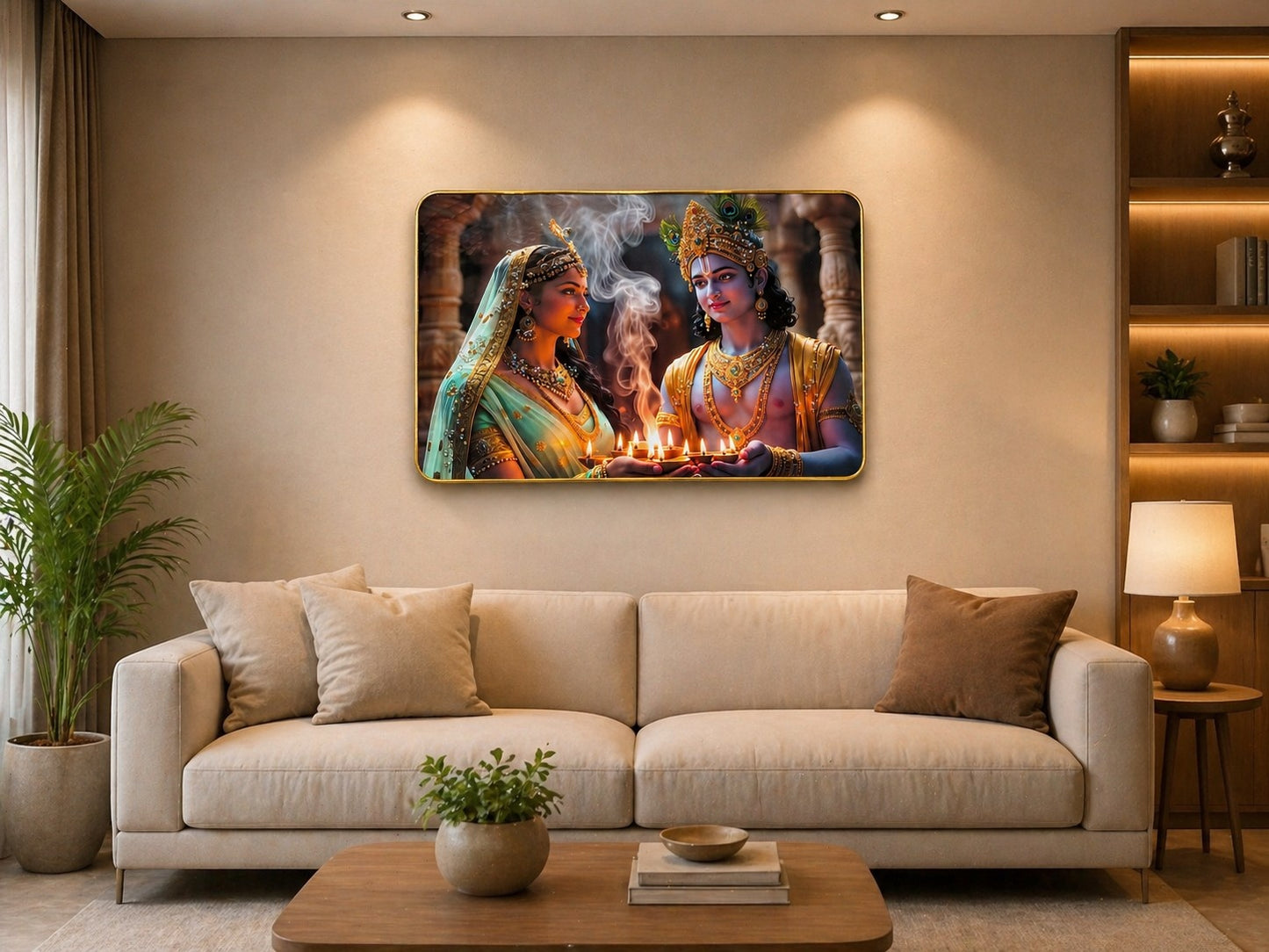 Radha Krishna Crystal glossy finish Painting