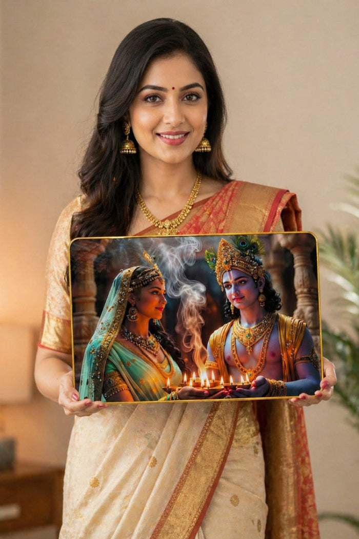 Radha Krishna Crystal glossy finish Painting