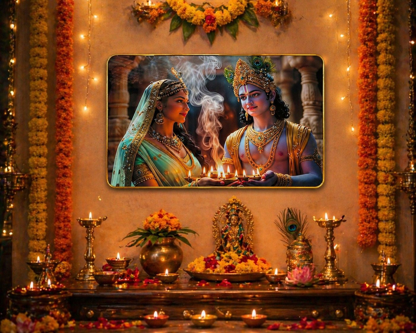 Radha Krishna Crystal glossy finish Painting