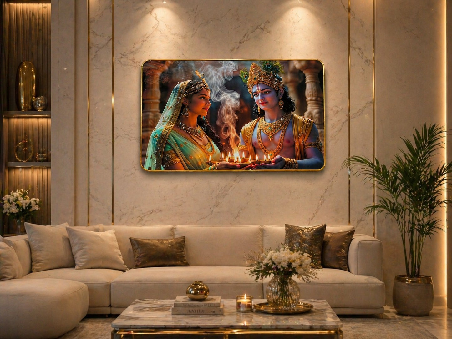 Radha Krishna Crystal glossy finish Painting