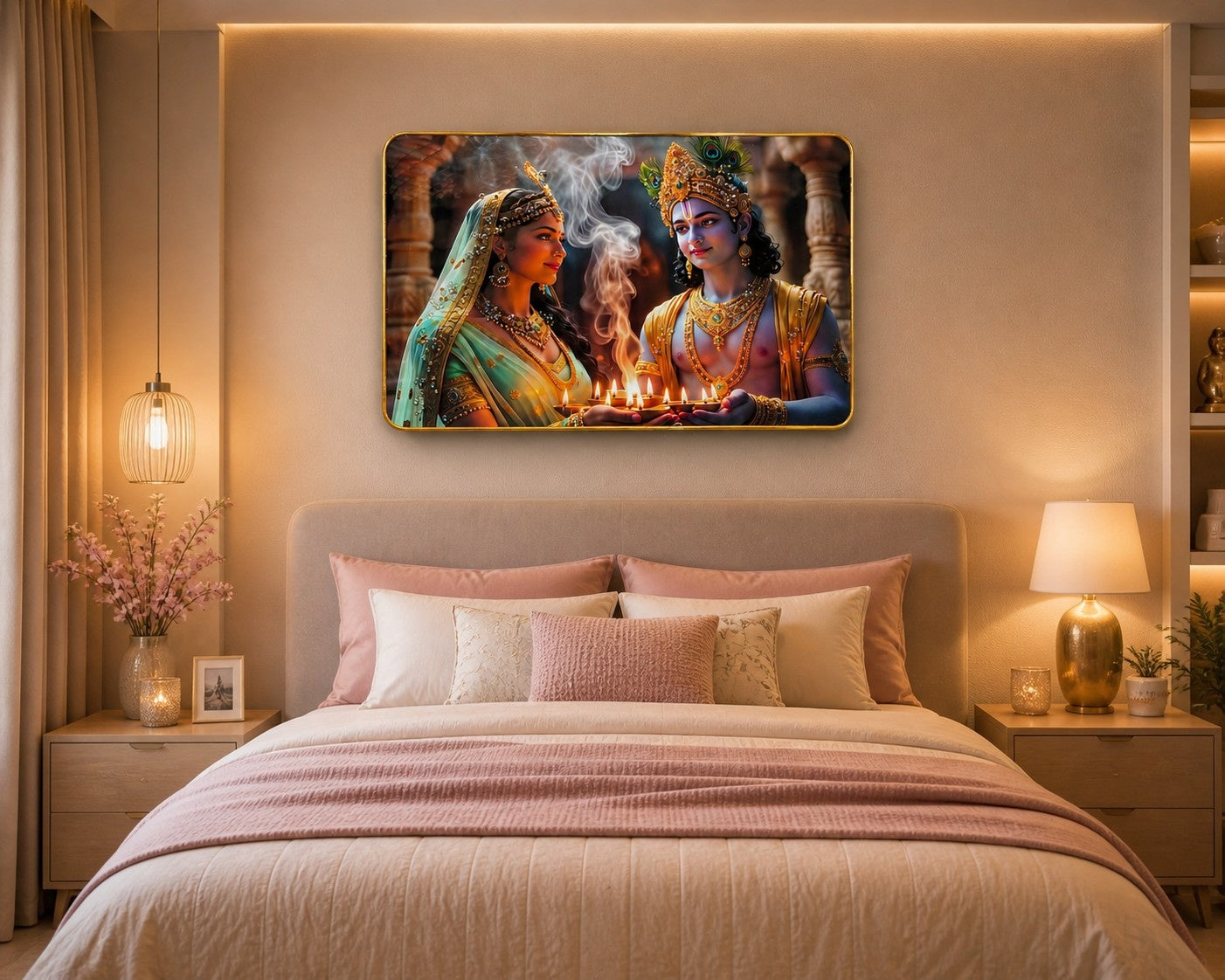 Radha Krishna Crystal glossy finish Painting