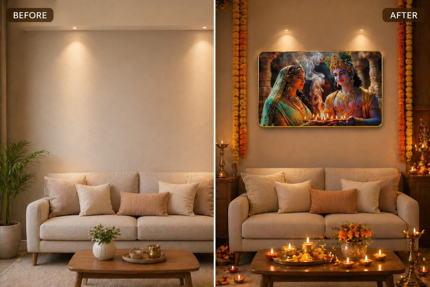 Radha Krishna Crystal glossy finish Painting