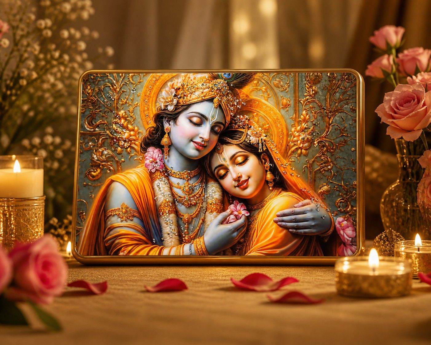 Radha Krishna Crystal Golden Painting