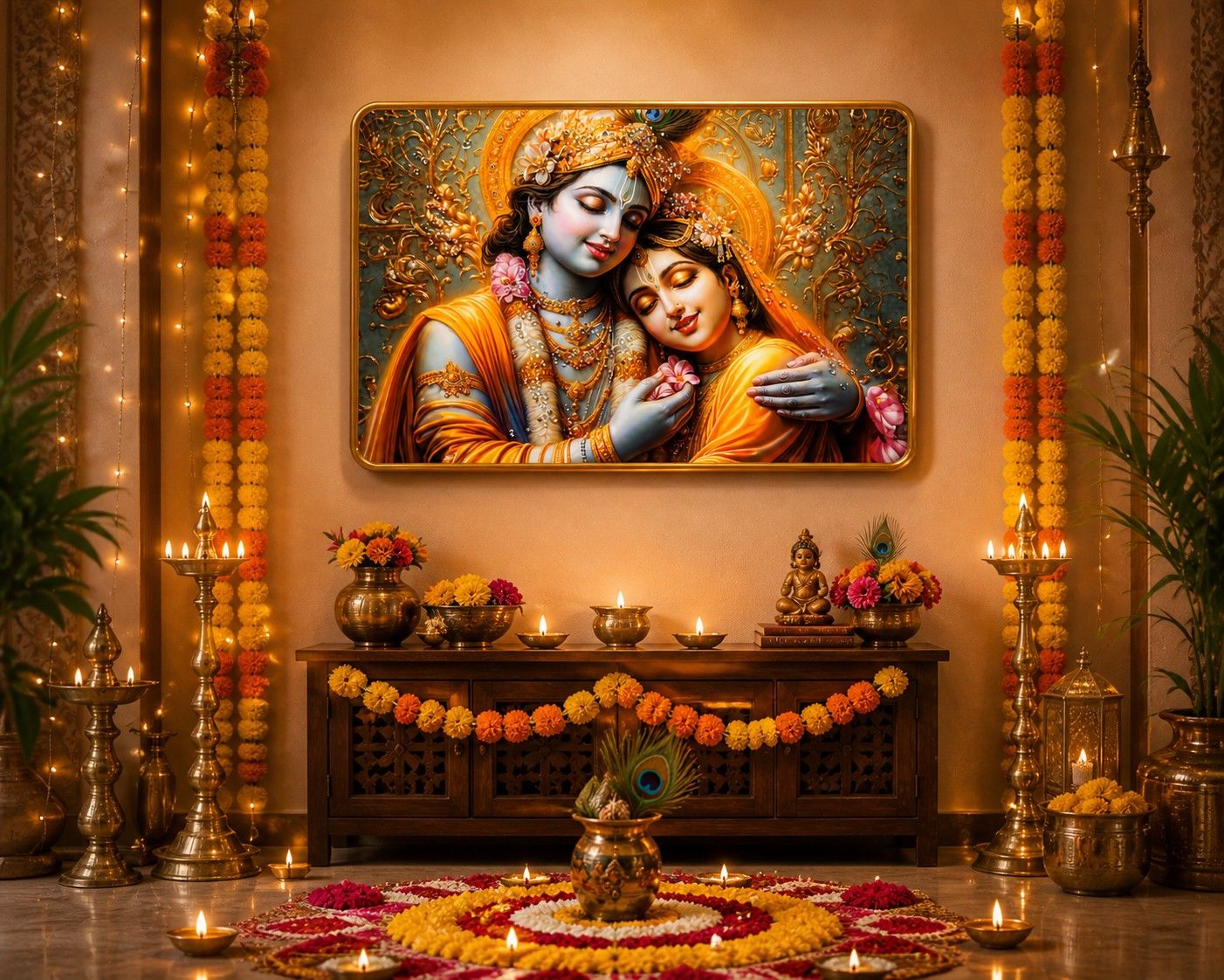 Radha Krishna Crystal Golden Painting