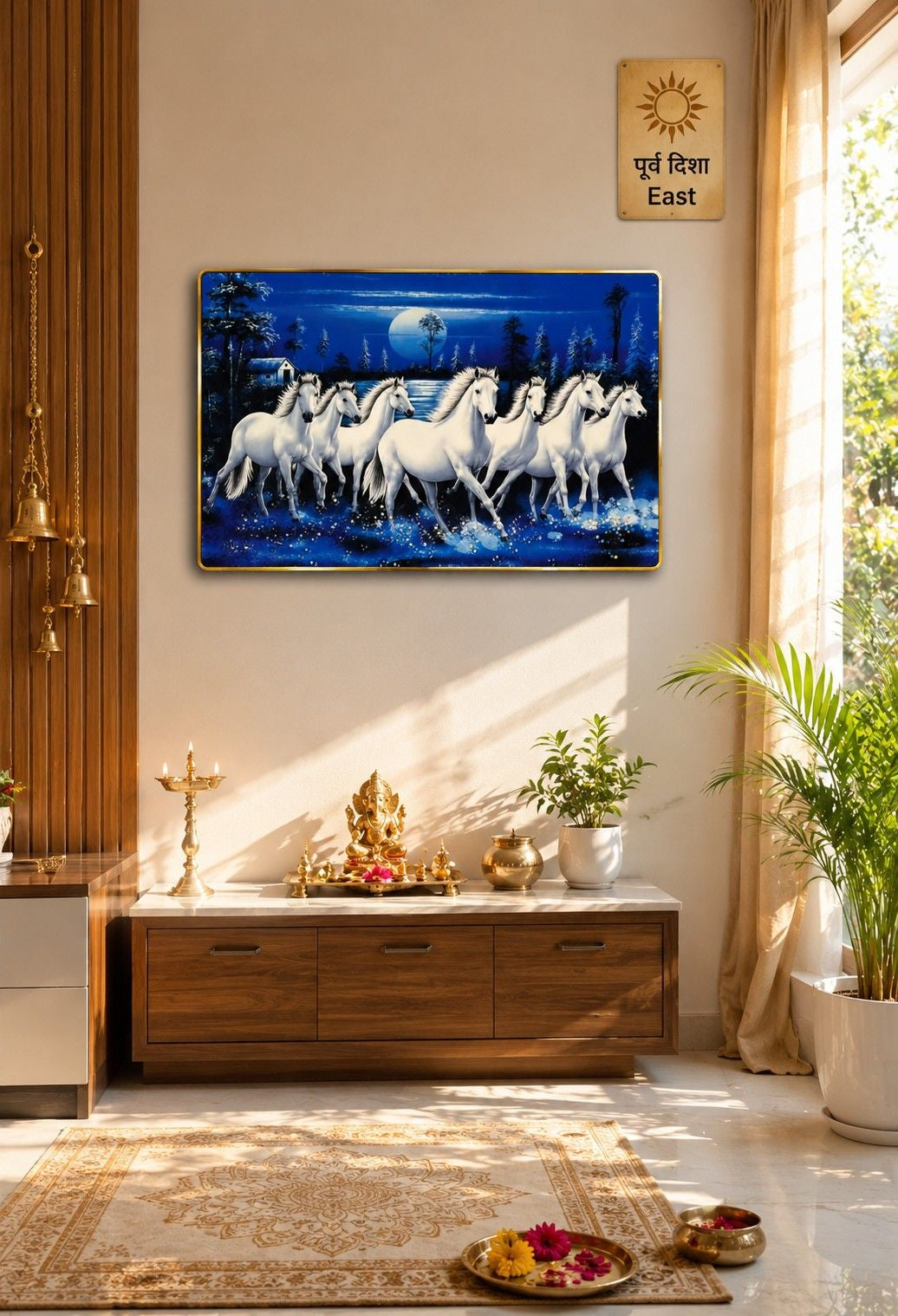 Premium 7 Running Horses Crystal Painting Wall Décor