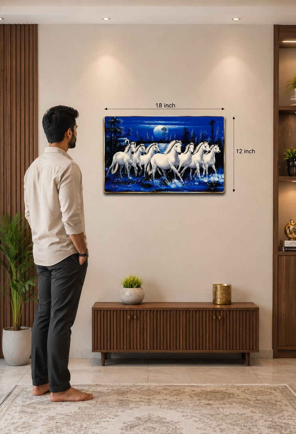 Premium 7 Running Horses Crystal Painting Wall Décor