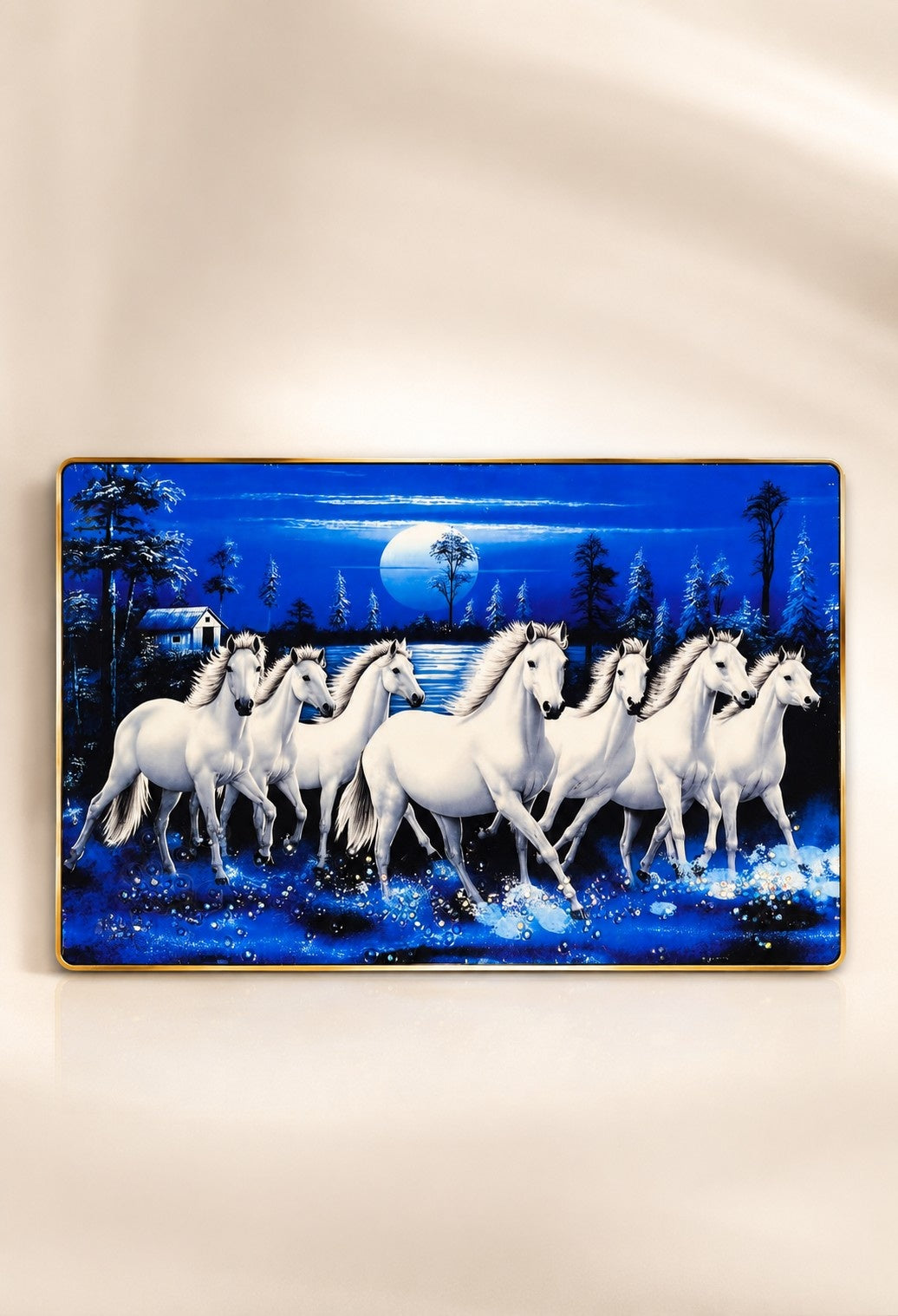 Premium 7 Running Horses Crystal Painting Wall Décor