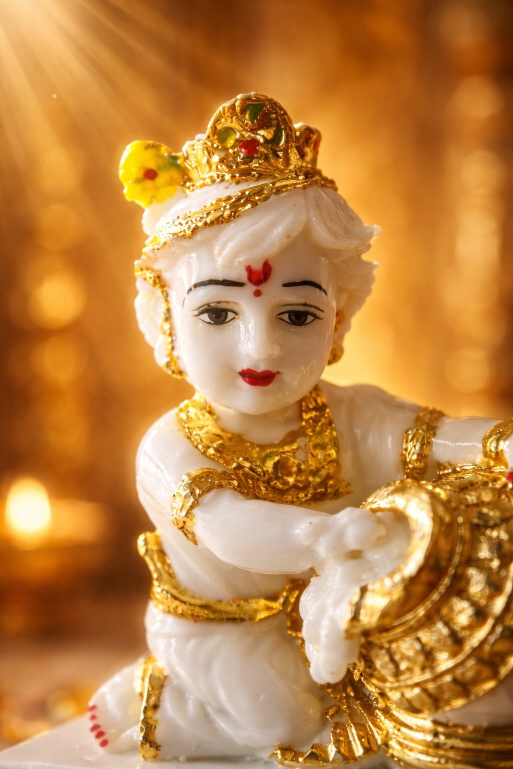 Premium Marble Makhan Chor Laddu Gopal Murti